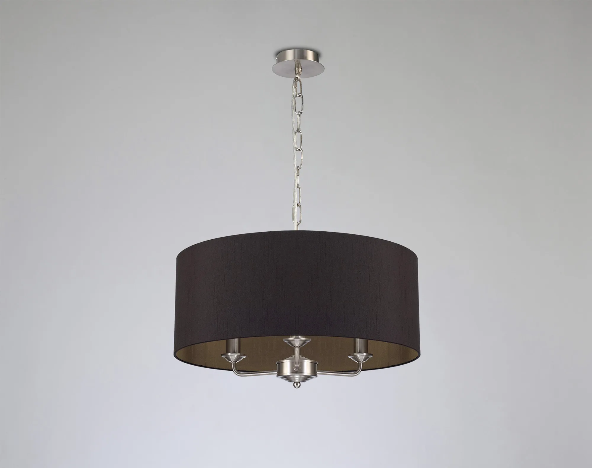 Banyan 50cm 3 Light Pendant Satin Nickel, Midnight Black/Green Olive DK0072  Deco Banyan SN BL